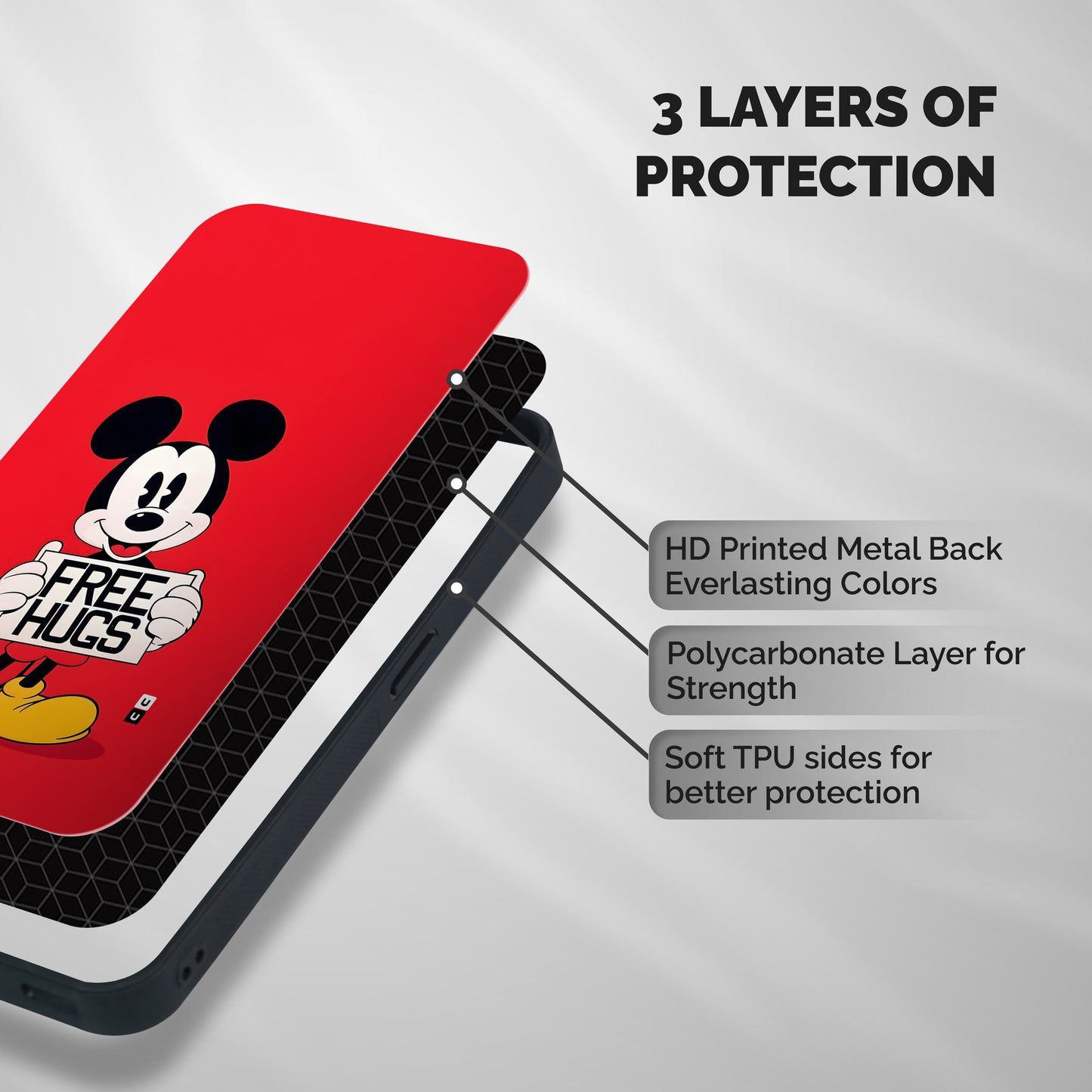 Free Hugs Shockproof Hybrid Protection (Metal + TPU) Back Case Cover