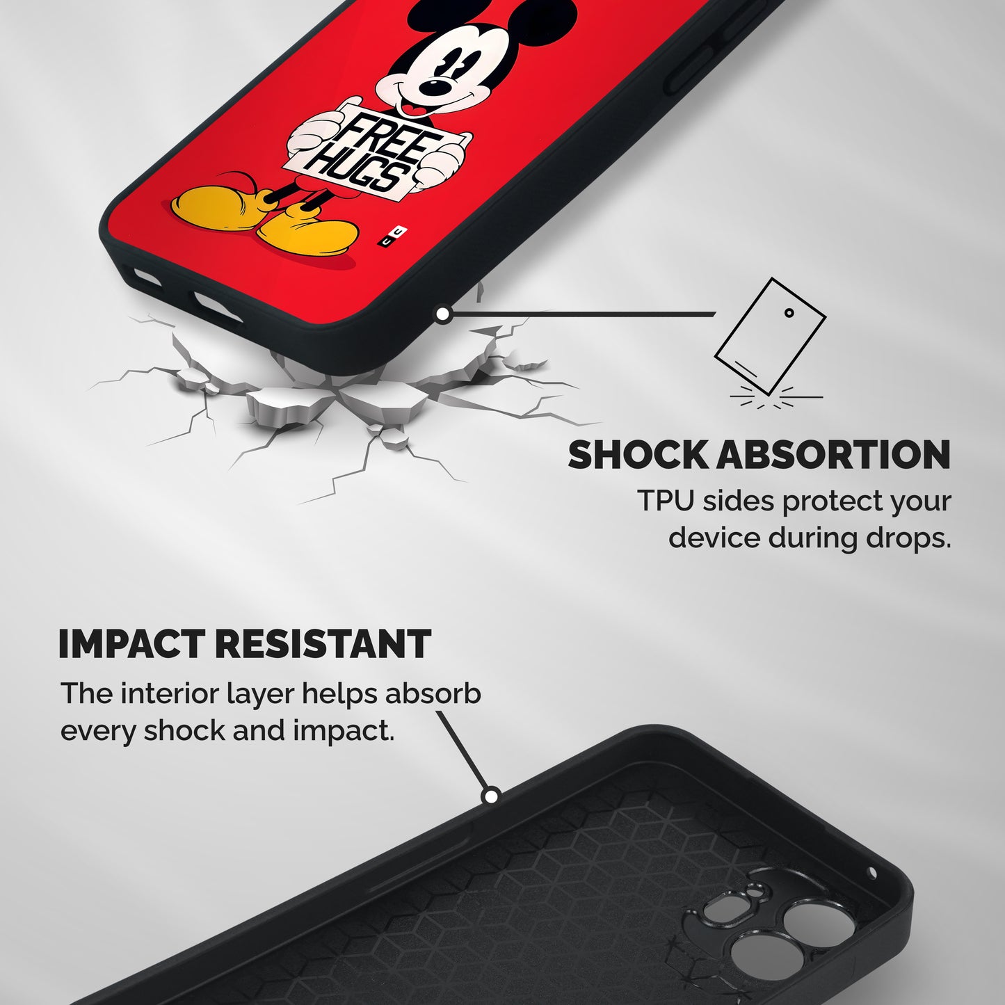 Free Hugs Shockproof Hybrid Protection (Metal + TPU) Back Case Cover