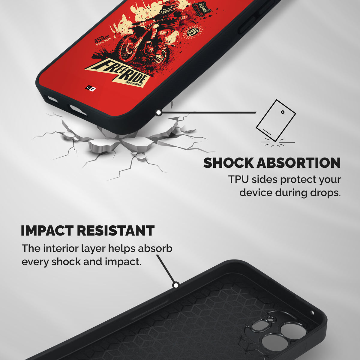 Free Ride Shockproof Hybrid Protection (Metal + TPU) Back Case Cover