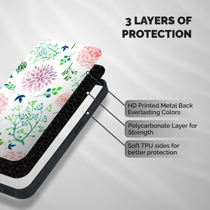 Fresh Floral Shockproof Hybrid Protection (Metal + TPU) Back Case Cover
