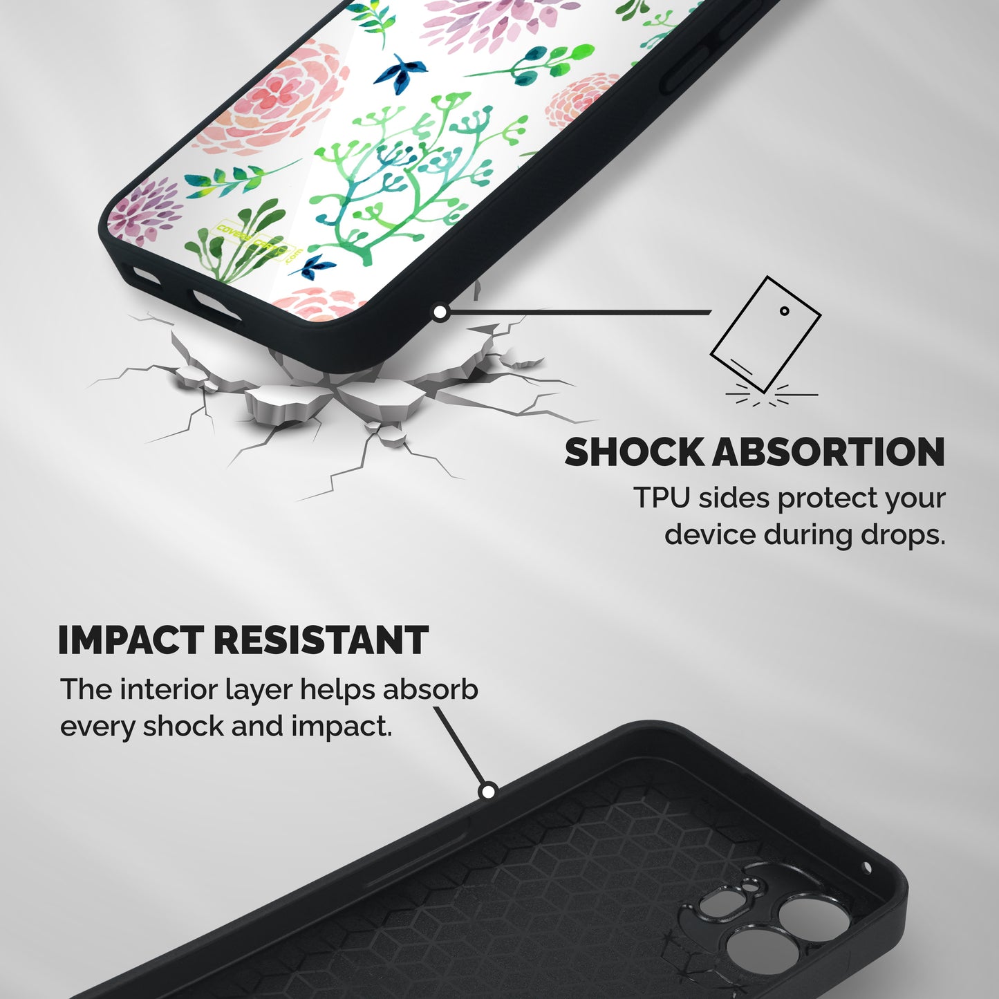 Fresh Floral Shockproof Hybrid Protection (Metal + TPU) Back Case Cover