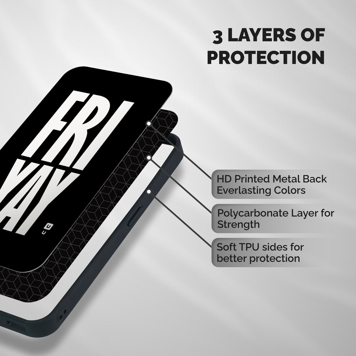 Fri Yay Shockproof Hybrid Protection (Metal + TPU) Back Case Cover