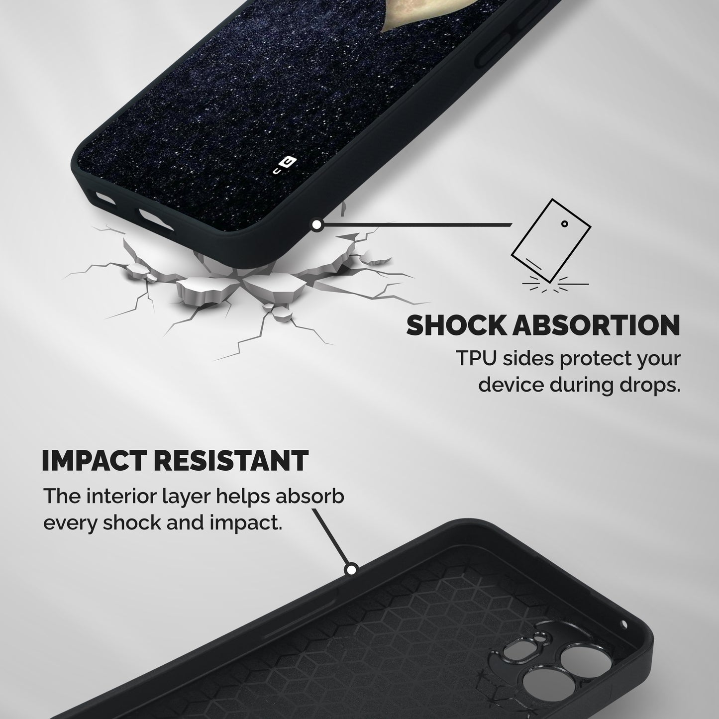 Galaxy Space Heart Shockproof Hybrid Protection (Metal + TPU) Back Case Cover