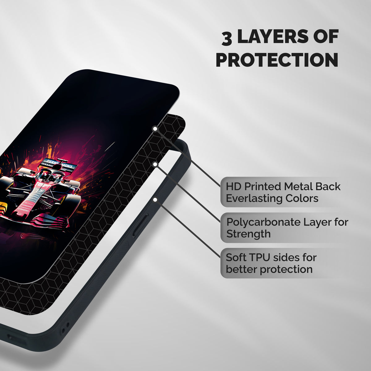 Game Racing Shockproof Hybrid Protection (Metal + TPU) Back Case Cover