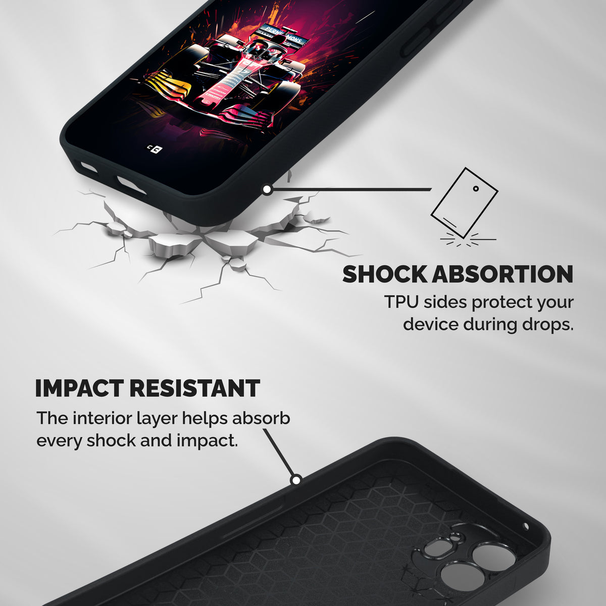 Game Racing Shockproof Hybrid Protection (Metal + TPU) Back Case Cover