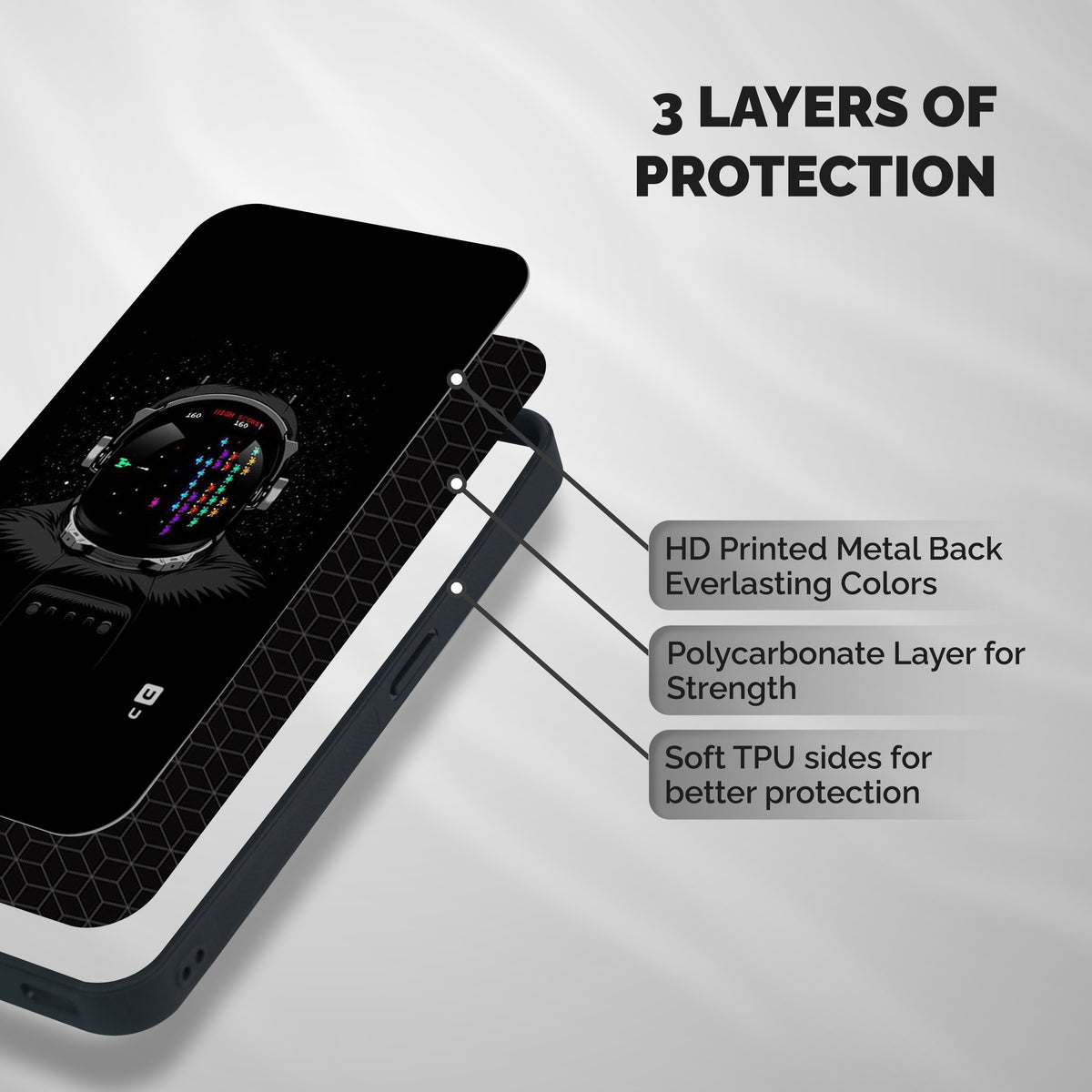 Gamer Head Shockproof Hybrid Protection (Metal + TPU) Back Case Cover