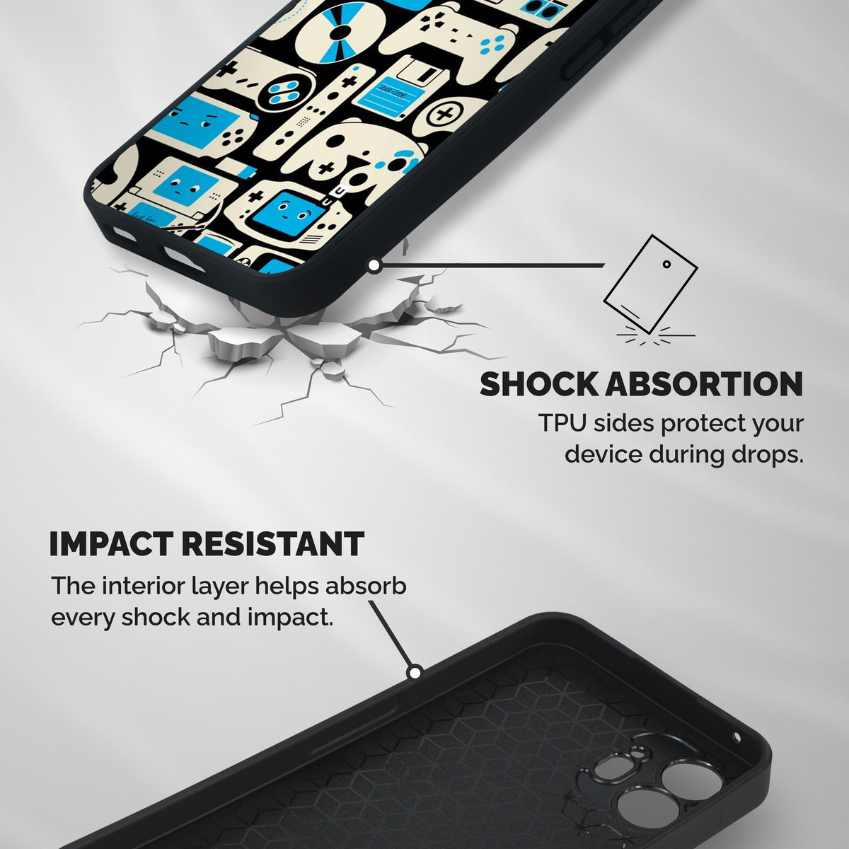 Gamers Shockproof Hybrid Protection (Metal + TPU) Back Case Cover