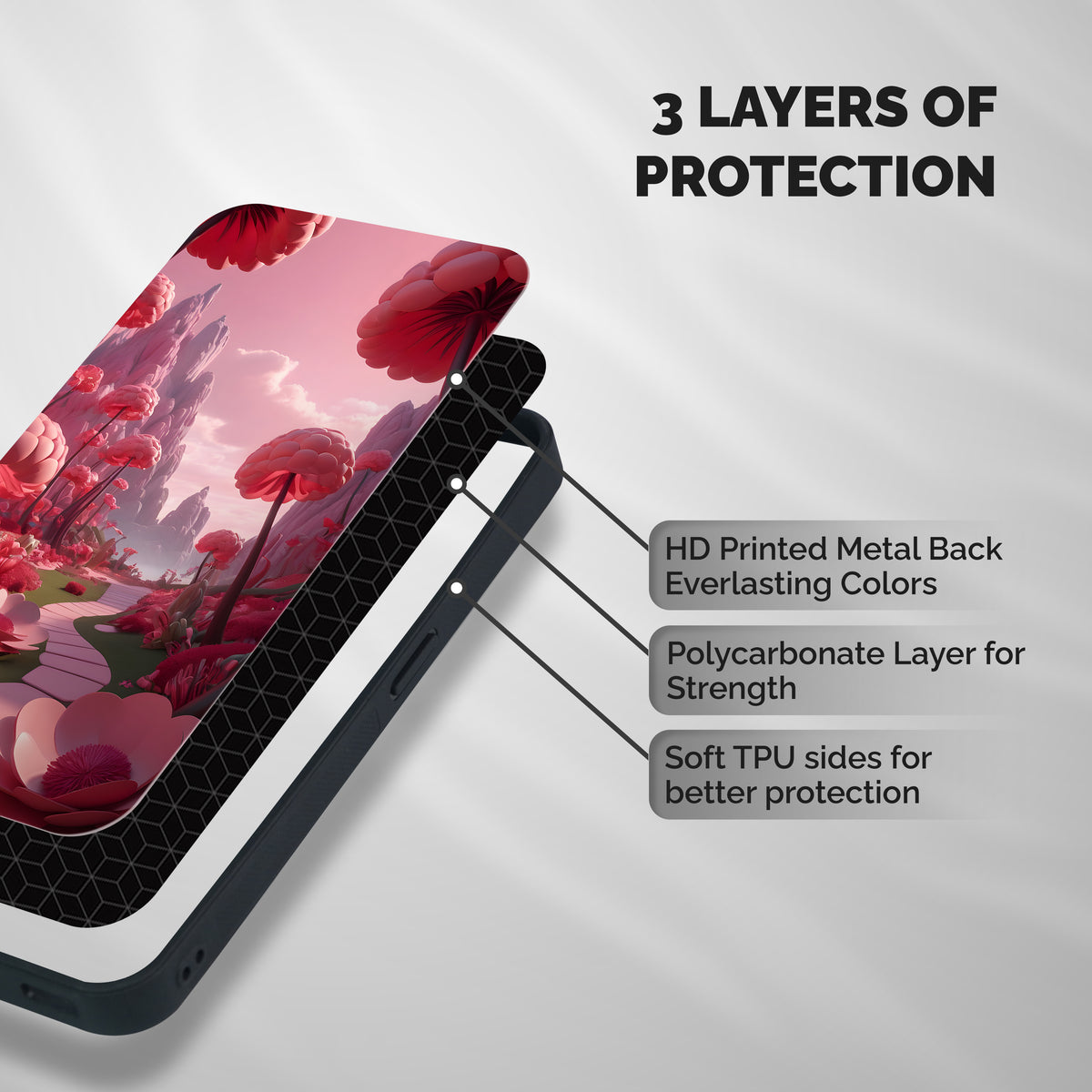 Garden Of Love Shockproof Hybrid Protection (Metal + TPU) Back Case Cover