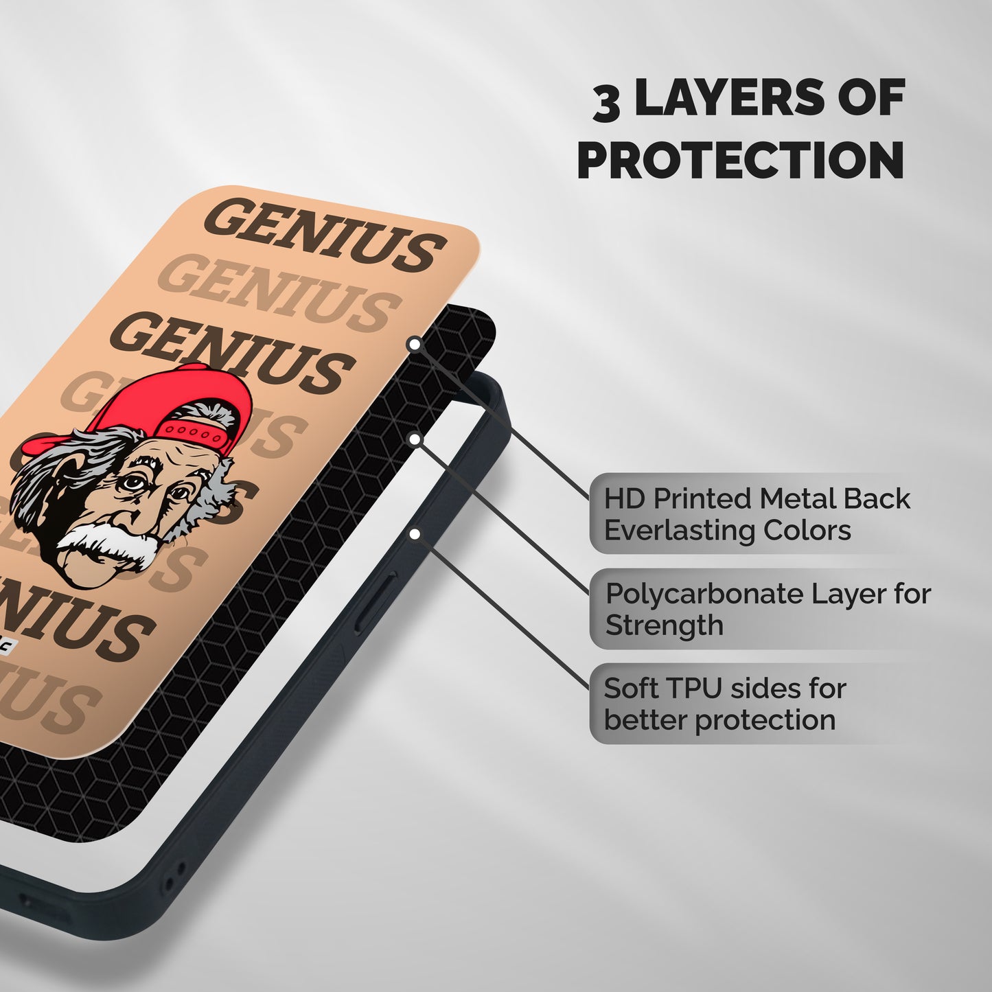 Genious Scientist Shockproof Hybrid Protection (Metal + TPU) Back Case Cover