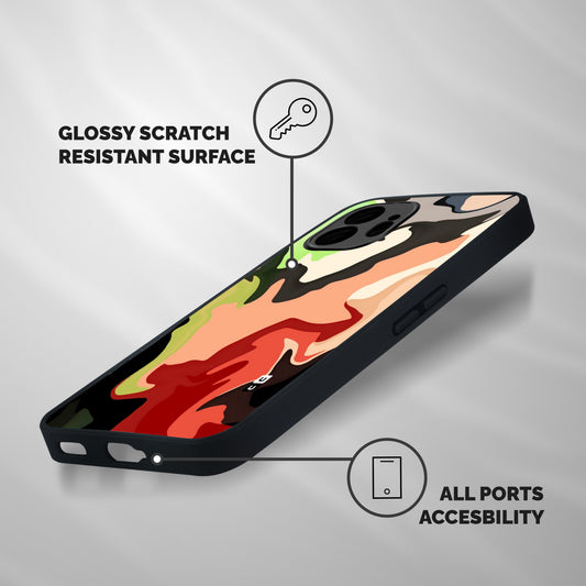 Geometric Abstract Acrylic Oil Pattern Art Shockproof Hybrid Protection (Metal + TPU) Back Case Cover