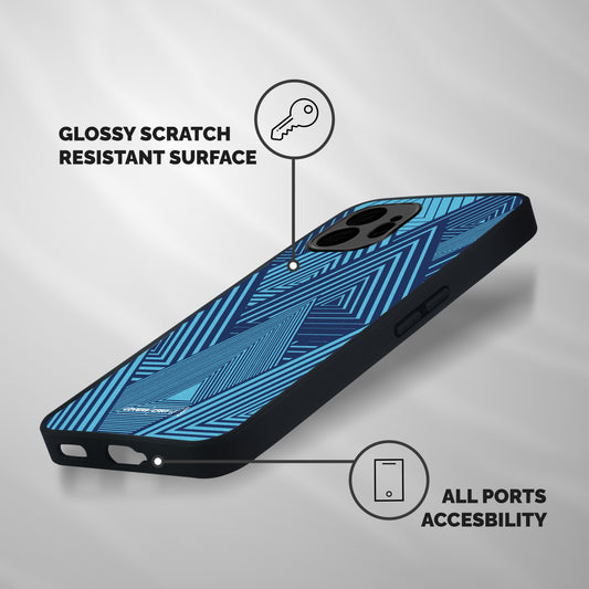 Geometric Blue Print Shockproof Hybrid Protection (Metal + TPU) Back Case Cover