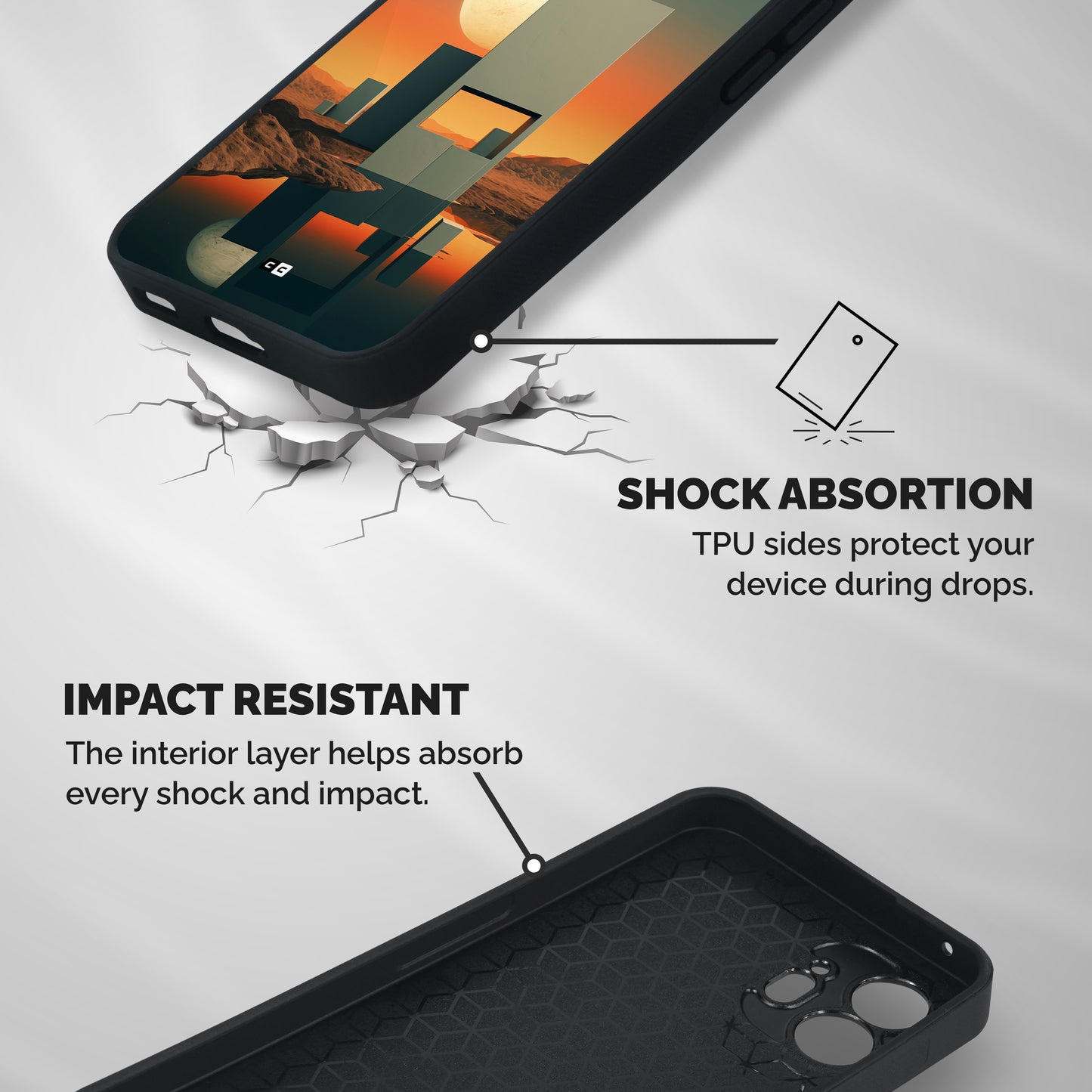 Geometric Sculpture Shockproof Hybrid Protection (Metal + TPU) Back Case Cover