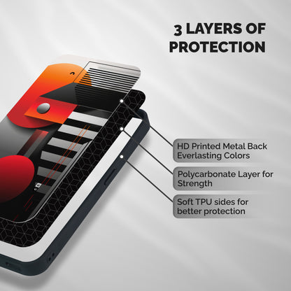 Geometrical Marvel Shockproof Hybrid Protection (Metal + TPU) Back Case Cover