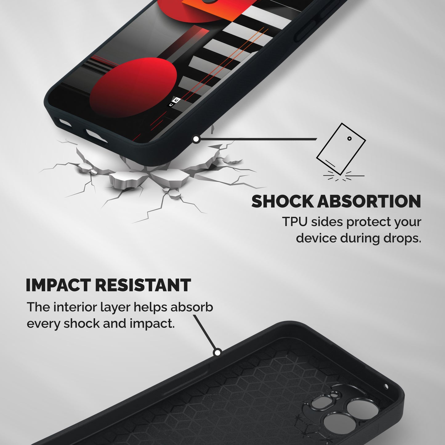 Geometrical Marvel Shockproof Hybrid Protection (Metal + TPU) Back Case Cover