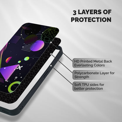Geometrical Wireframe Shockproof Hybrid Protection (Metal + TPU) Back Case Cover