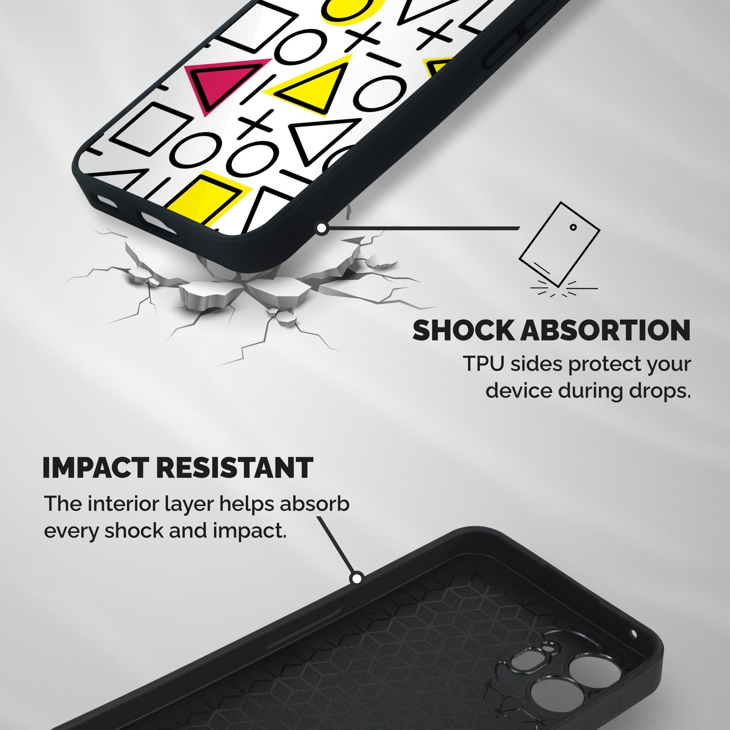Geometry Pattern Shockproof Hybrid Protection (Metal + TPU) Back Case Cover