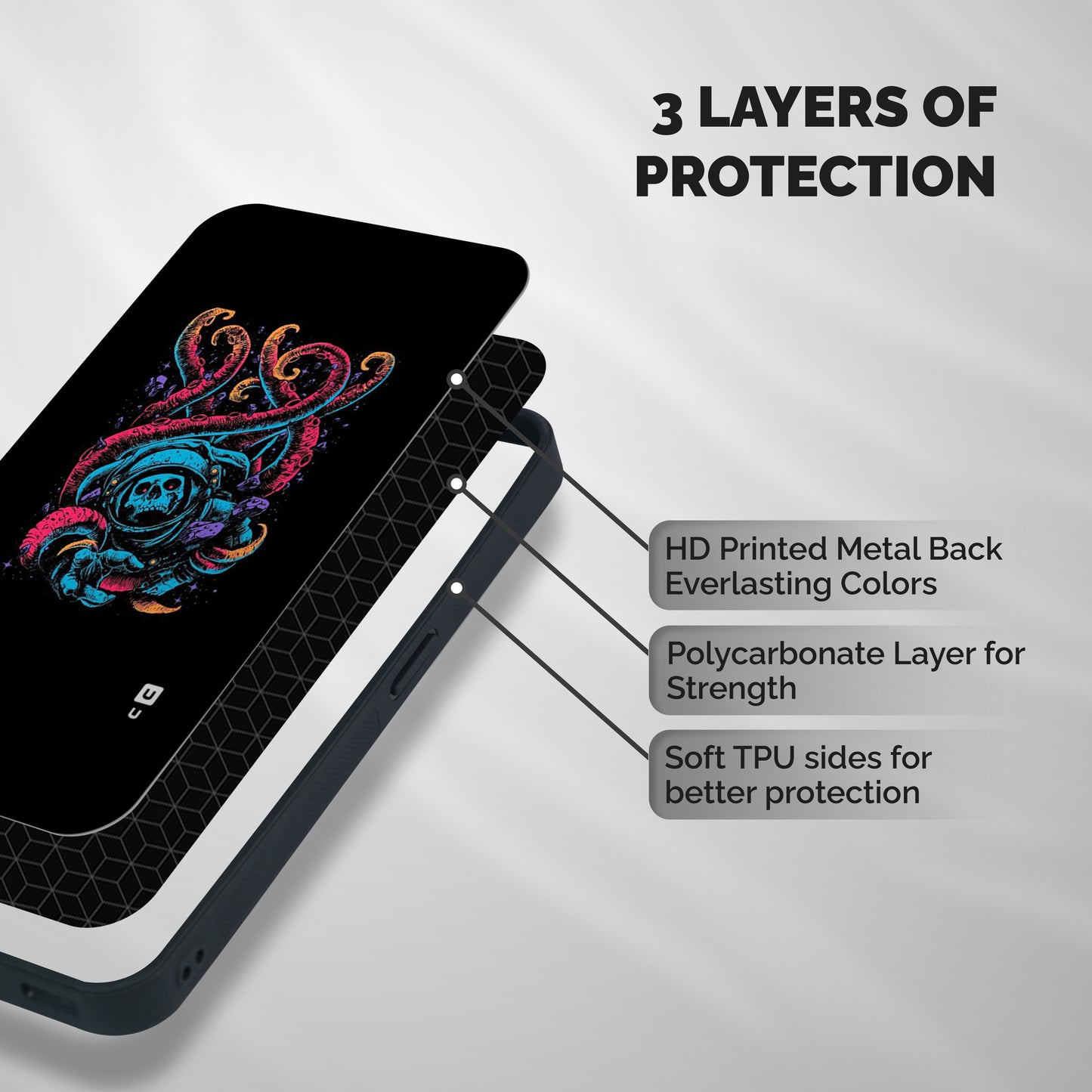 Ghost Tails Shockproof Hybrid Protection (Metal + TPU) Back Case Cover