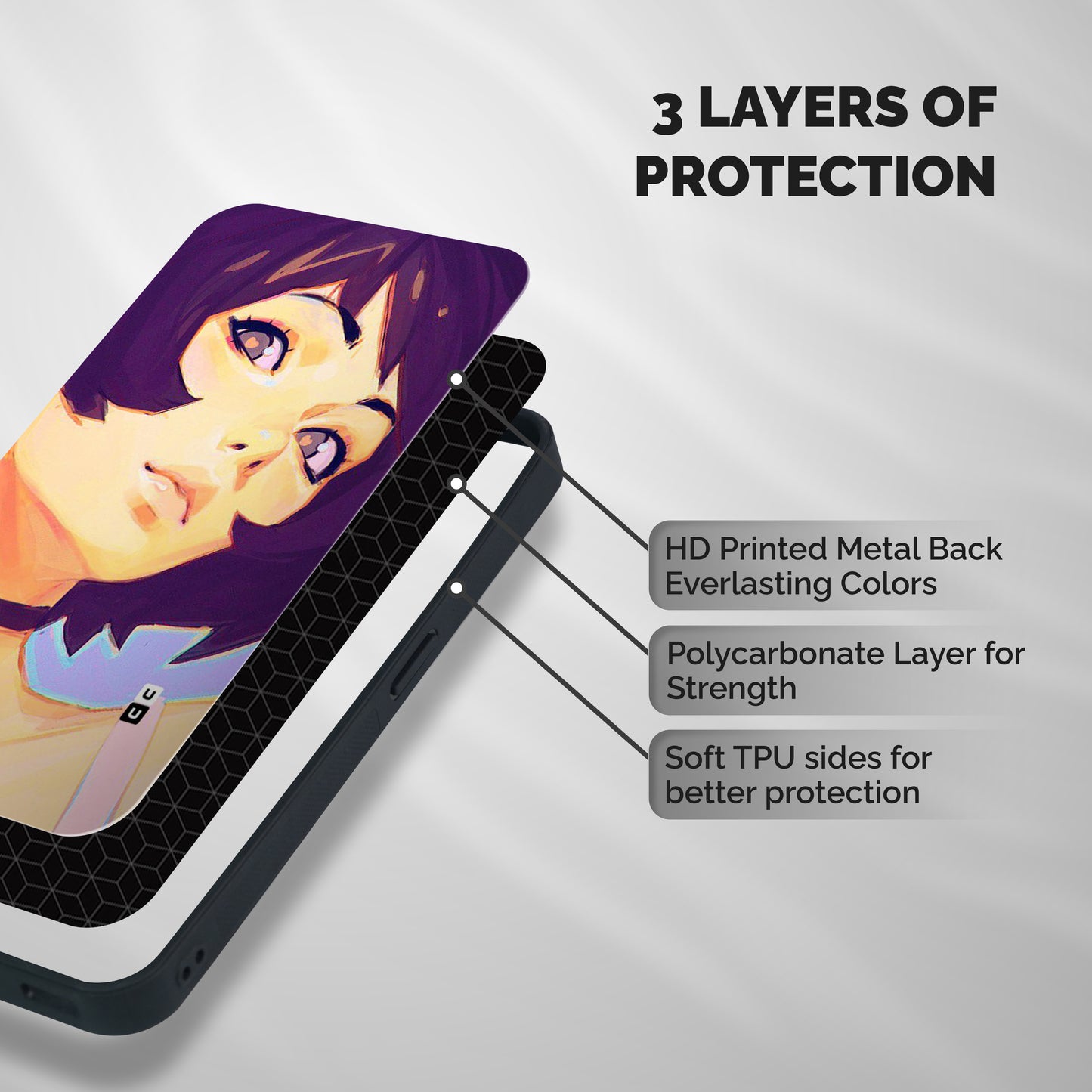 Girl Face Art Shockproof Hybrid Protection (Metal + TPU) Back Case Cover