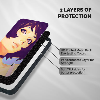 Girl Face Art Shockproof Hybrid Protection (Metal + TPU) Back Case Cover