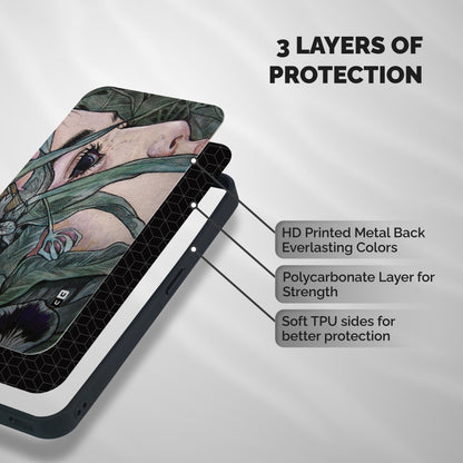 Girl Grass Art Shockproof Hybrid Protection (Metal + TPU) Back Case Cover