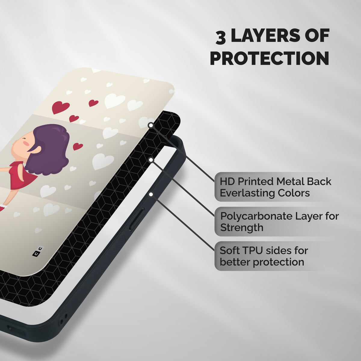 Girl in Love Shockproof Hybrid Protection (Metal + TPU) Back Case Cover
