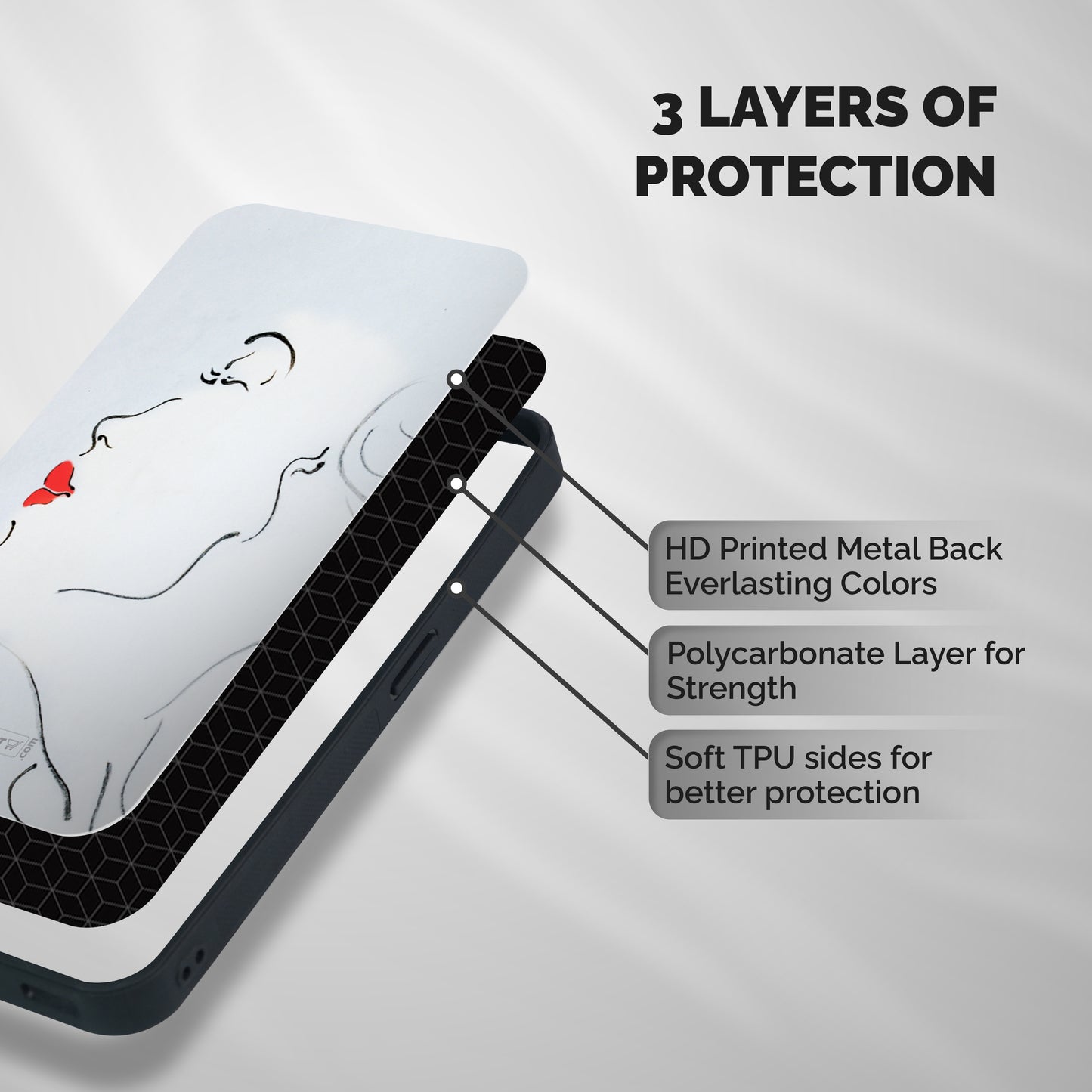 Girl in Red Lipstick Shockproof Hybrid Protection (Metal + TPU) Back Case Cover
