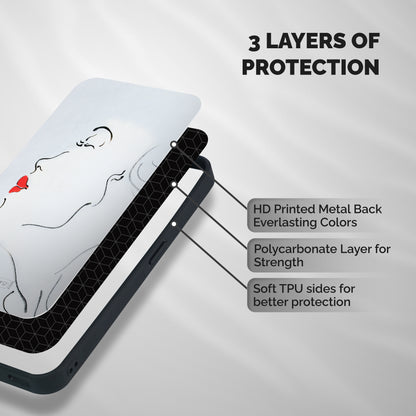Girl in Red Lipstick Shockproof Hybrid Protection (Metal + TPU) Back Case Cover