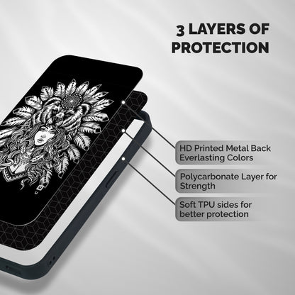 Girl Pattern Art Shockproof Hybrid Protection (Metal + TPU) Back Case Cover