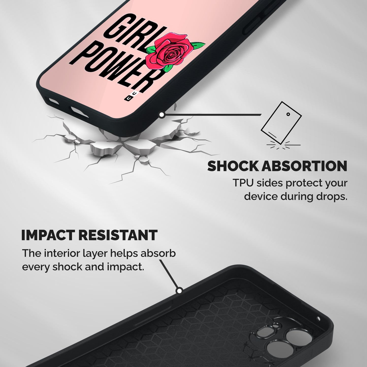 Girl Power Shockproof Hybrid Protection (Metal + TPU) Back Case Cover