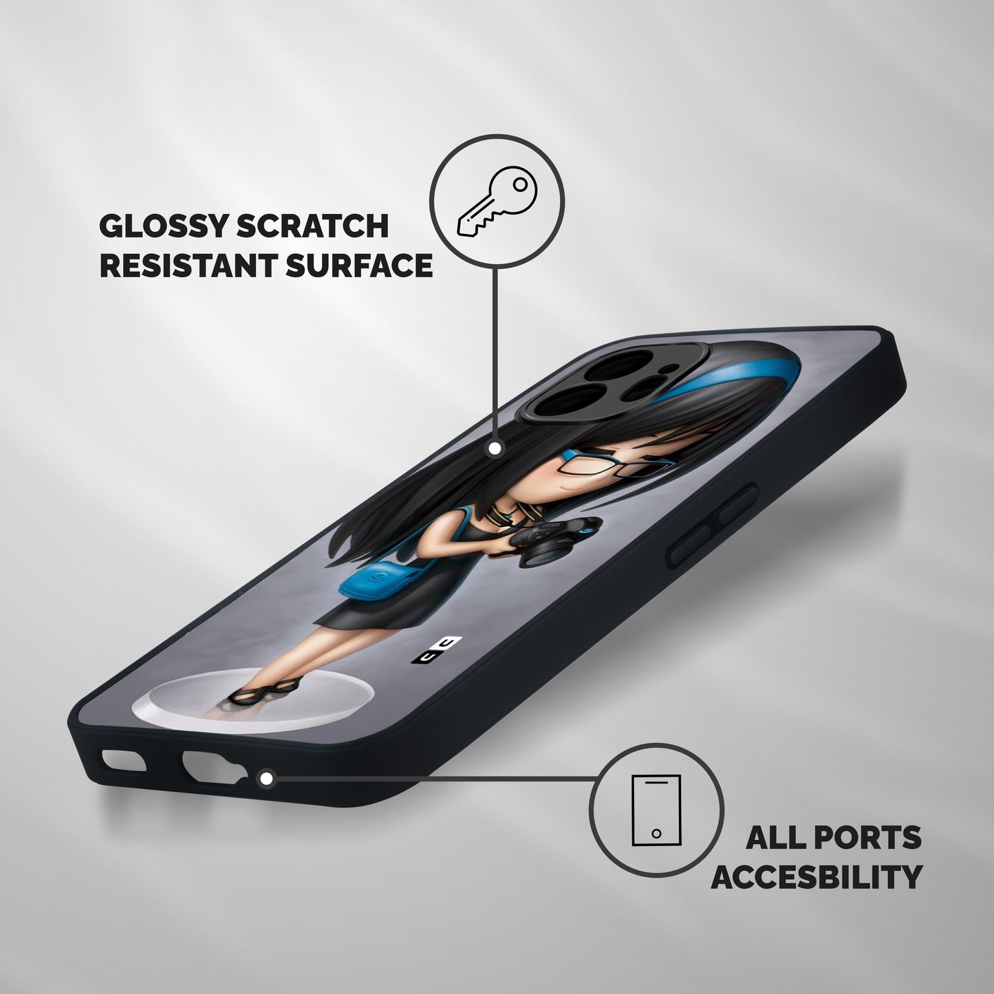 Girl With Camera Shockproof Hybrid Protection (Metal + TPU) Back Case Cover