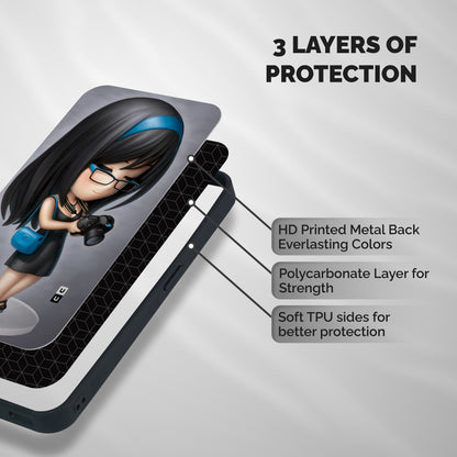Girl With Camera Shockproof Hybrid Protection (Metal + TPU) Back Case Cover
