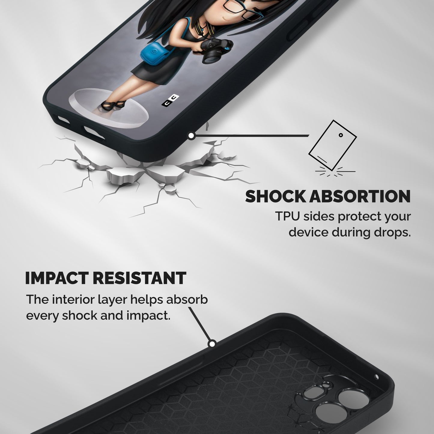 Girl With Camera Shockproof Hybrid Protection (Metal + TPU) Back Case Cover