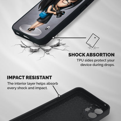 Girl With Camera Shockproof Hybrid Protection (Metal + TPU) Back Case Cover