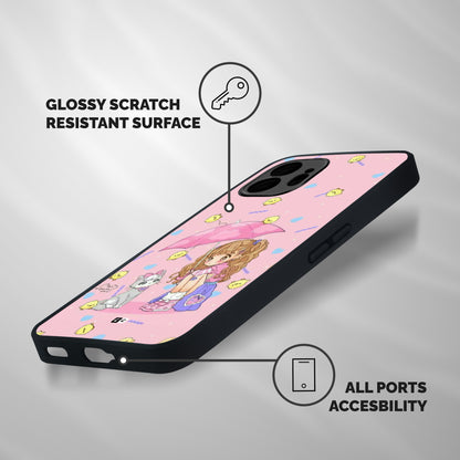 Girl With Cat Shockproof Hybrid Protection (Metal + TPU) Back Case Cover
