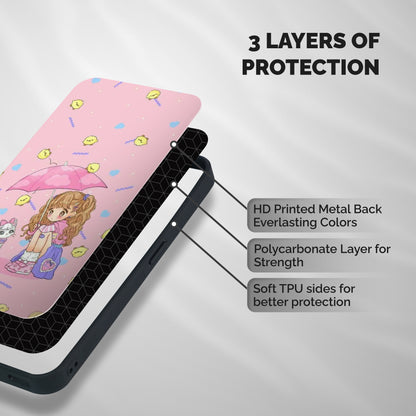 Girl With Cat Shockproof Hybrid Protection (Metal + TPU) Back Case Cover