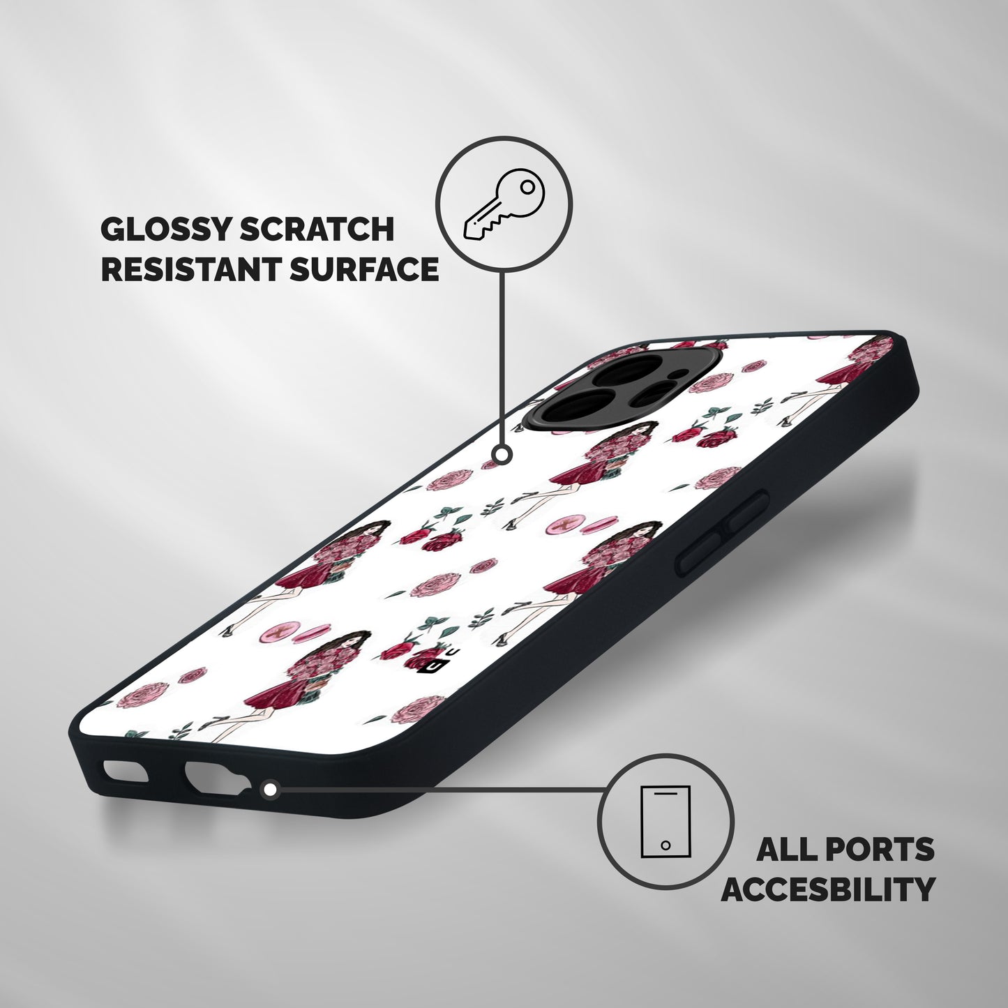 Girl With Flowers Shockproof Hybrid Protection (Metal + TPU) Back Case Cover