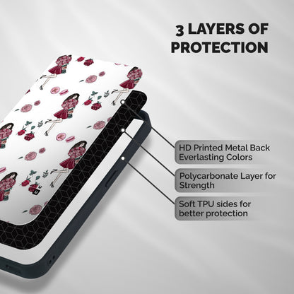 Girl With Flowers Shockproof Hybrid Protection (Metal + TPU) Back Case Cover