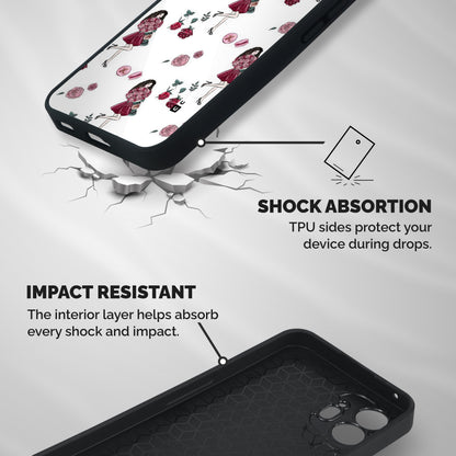 Girl With Flowers Shockproof Hybrid Protection (Metal + TPU) Back Case Cover