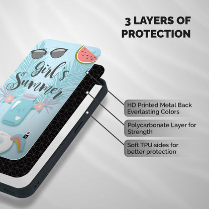 Girls Summer Shockproof Hybrid Protection (Metal + TPU) Back Case Cover