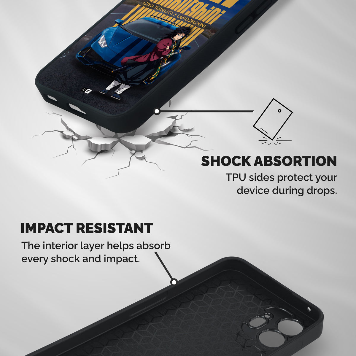 Giyu Tomioka Supercar Shockproof Hybrid Protection (Metal + TPU) Back Case Cover