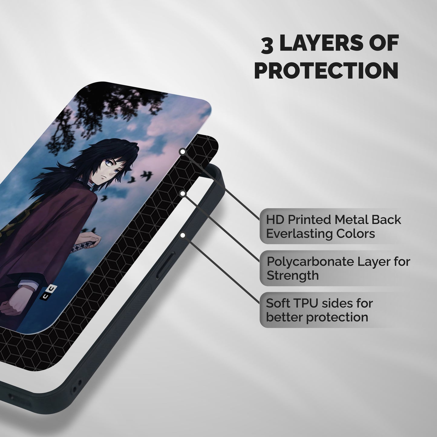 Giyu Tomioka Waiting Shockproof Hybrid Protection (Metal + TPU) Back Case Cover
