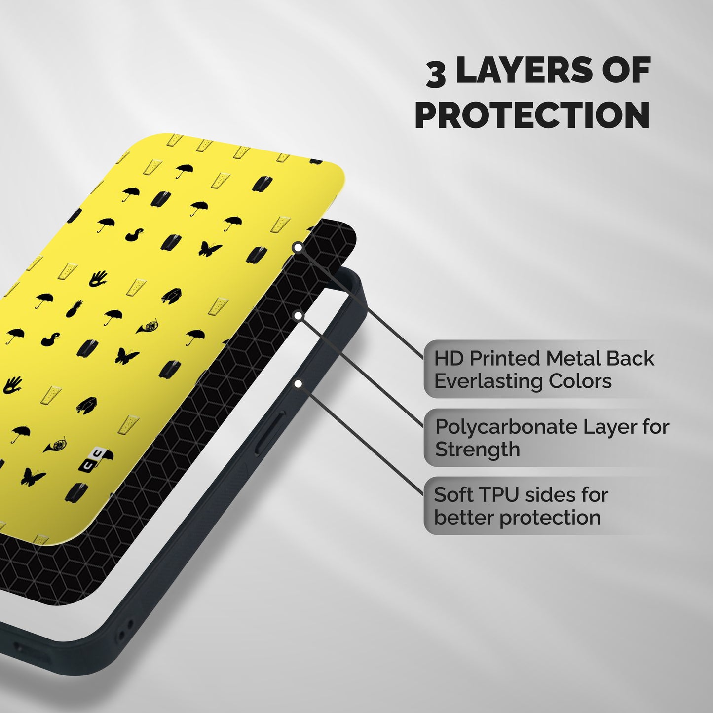 Glass Pattern Shockproof Hybrid Protection (Metal + TPU) Back Case Cover
