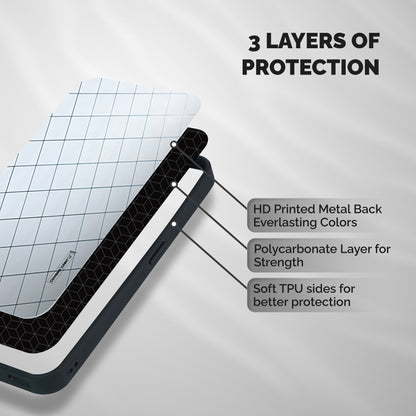 Glass Square Wall Shockproof Hybrid Protection (Metal + TPU) Back Case Cover