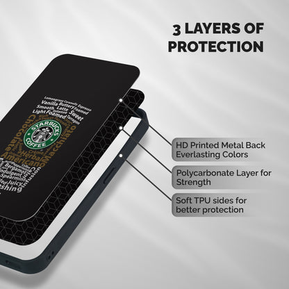Glass StarBucks Shockproof Hybrid Protection (Metal + TPU) Back Case Cover