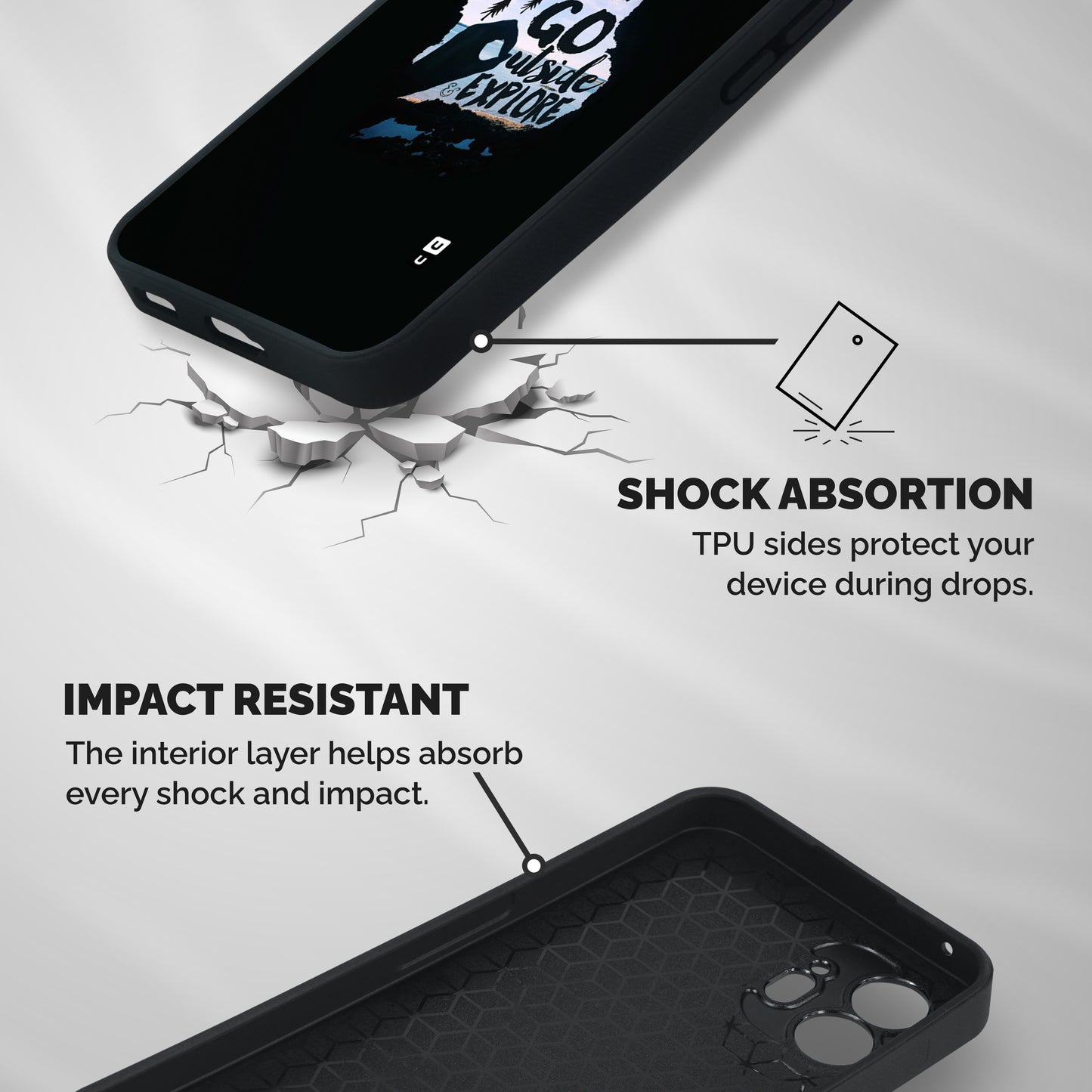 Go Outside Shockproof Hybrid Protection (Metal + TPU) Back Case Cover