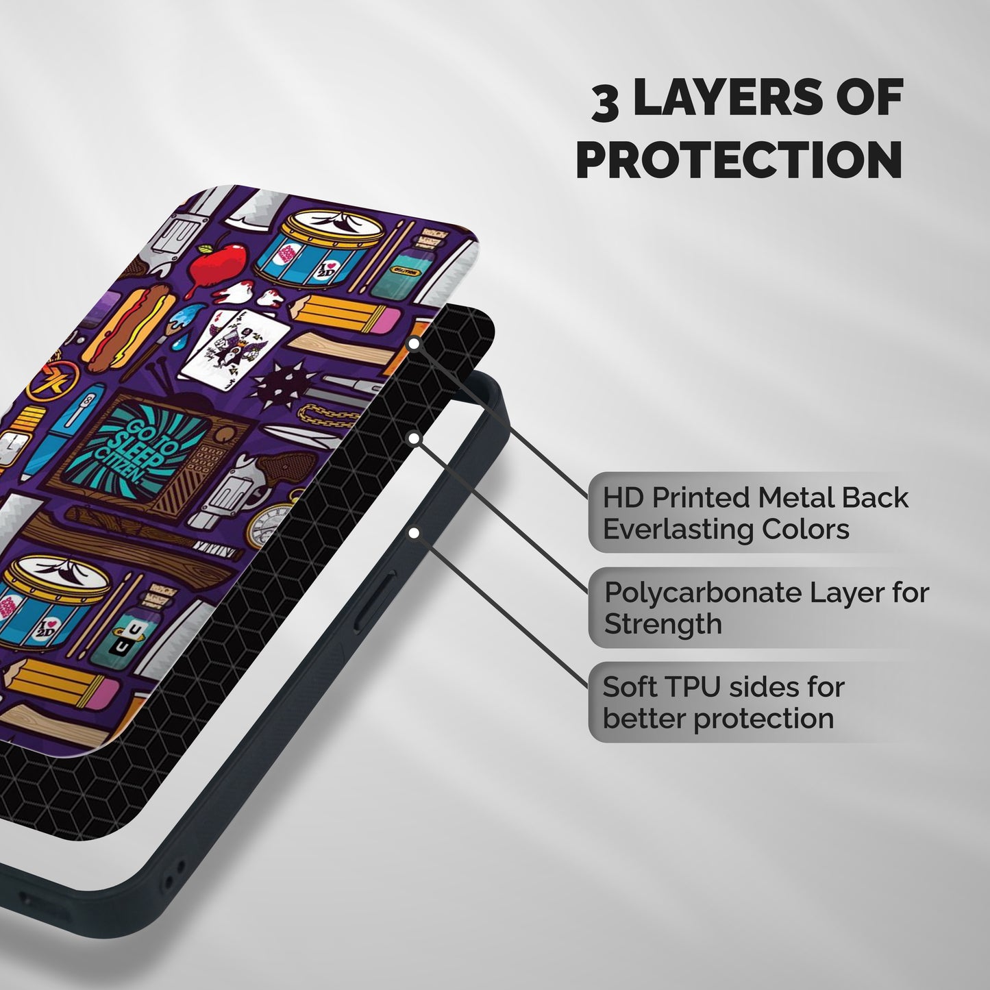 Go To Sleep Shockproof Hybrid Protection (Metal + TPU) Back Case Cover