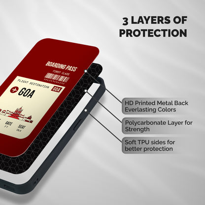Goa Boarding Pass Shockproof Hybrid Protection (Metal + TPU) Back Case Cover