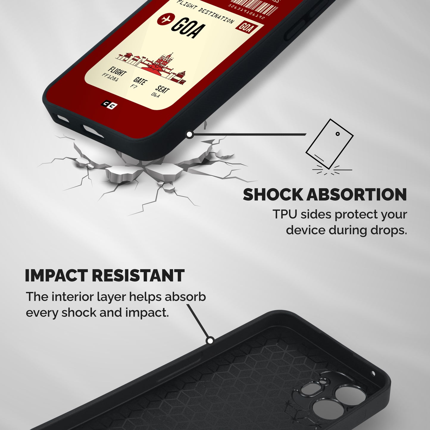 Goa Boarding Pass Shockproof Hybrid Protection (Metal + TPU) Back Case Cover