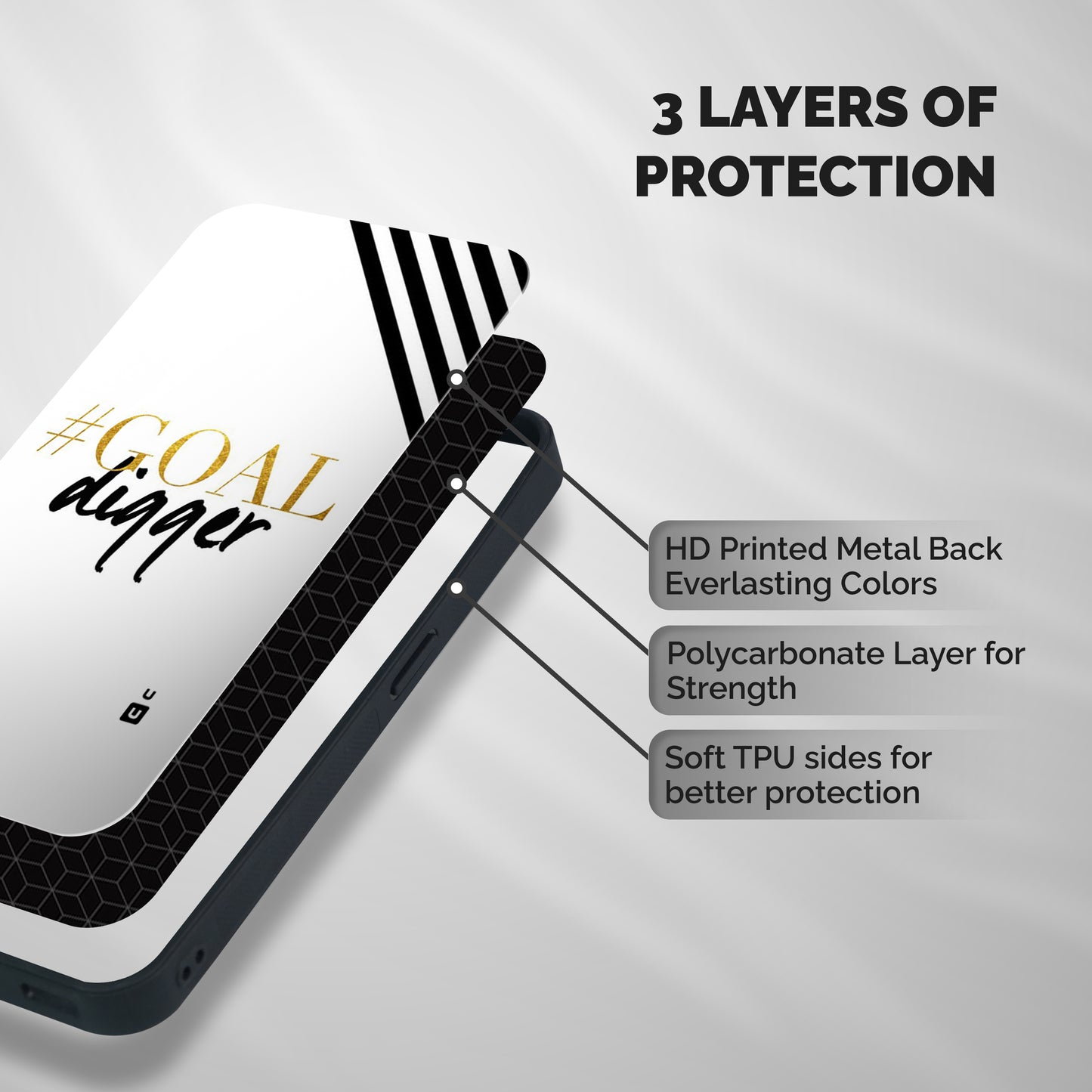 Goal Digger Shockproof Hybrid Protection (Metal + TPU) Back Case Cover