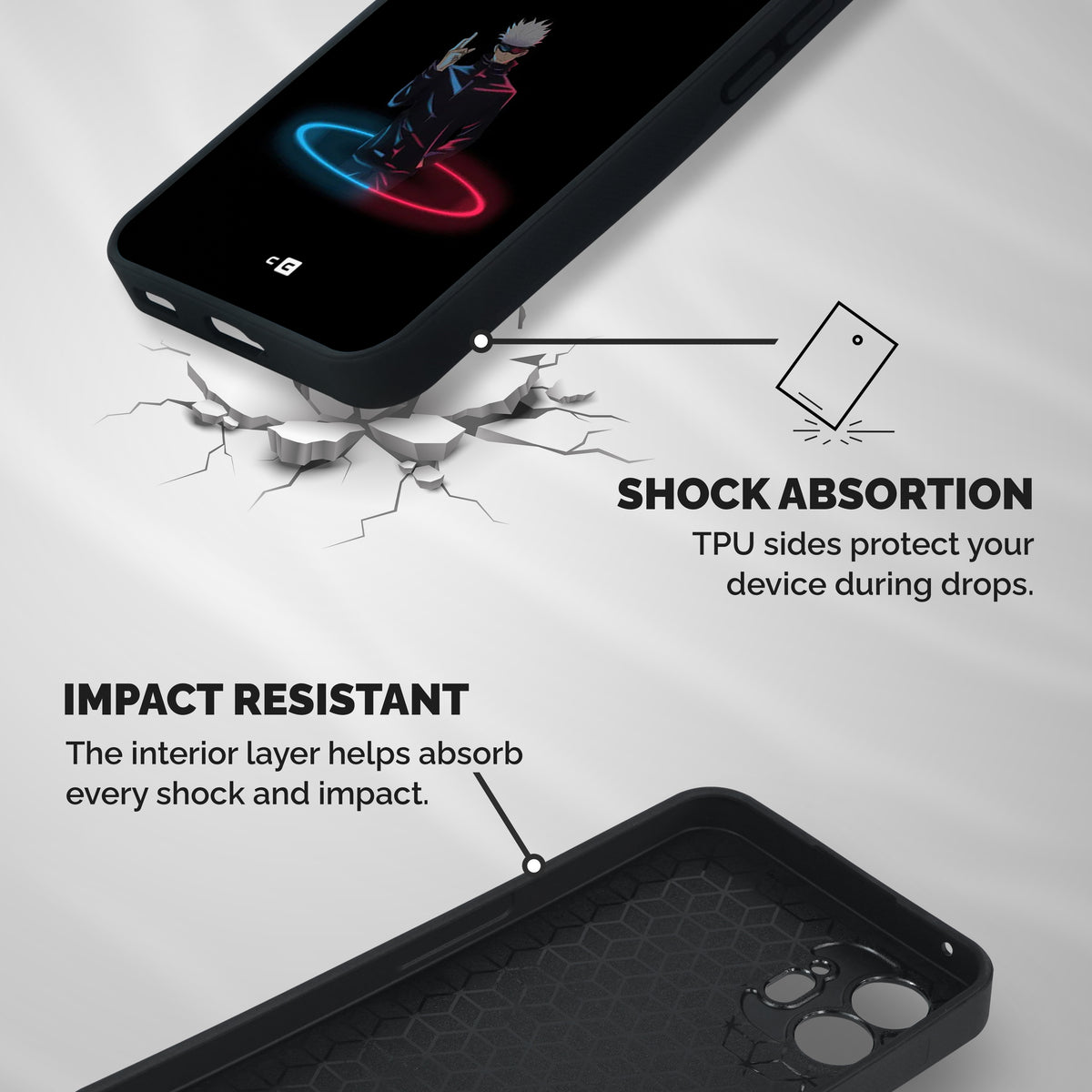 Gojo Sataru Wink Shockproof Hybrid Protection (Metal + TPU) Back Case Cover